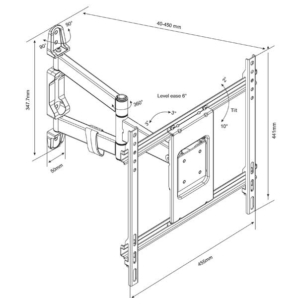 Vivanco Titan MA 4750 - наклонно-поворотный кронштейн для телевизора 32-47" (Black) купить в интернет-магазине icover