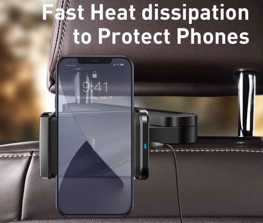 Автомобильный держатель Baseus Energy Storage Backseat Holder (WXHZ-01) с беспроводной зарядкой (Black) купить в интернет-магазине icover