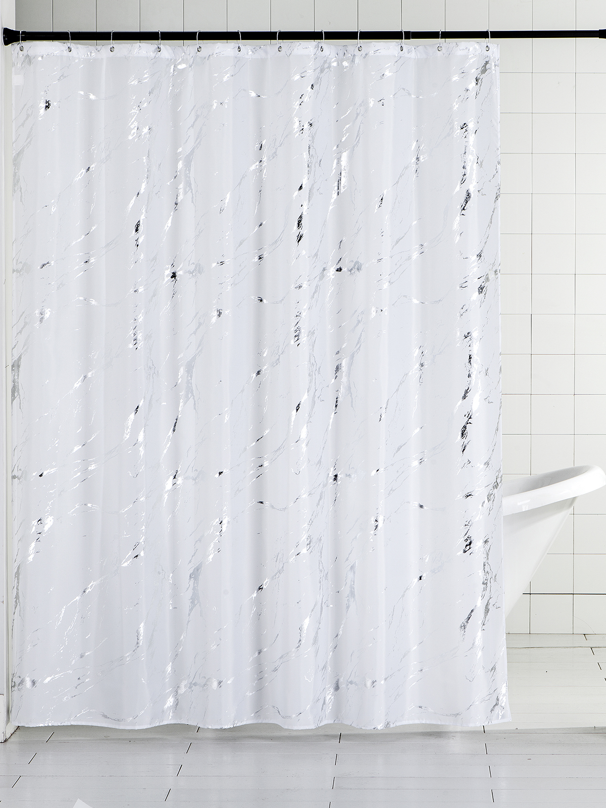 Штора для ванной комнаты Ridberg с блестками 180x200 см (White) купить в интернет-магазине icover