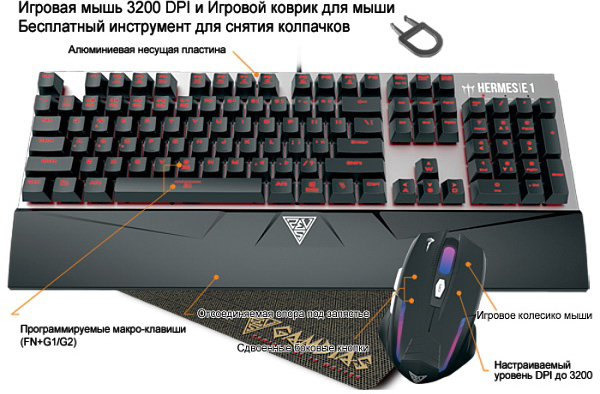 Игровой комплект Gamdias Hermes E1 Black GM-GKHE1 (Black) купить в интернет-магазине icover