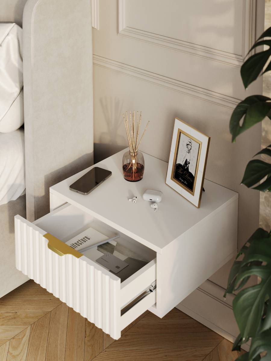 Тумба подвесная RIDBERG LUGANO (460) 1Я (White/Gold) купить в интернет-магазине icover