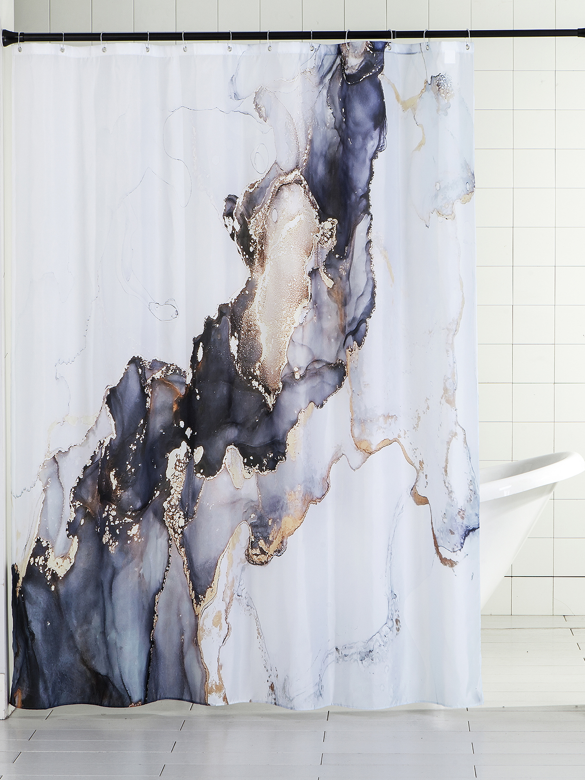 Штора для ванной комнаты Ridberg 180x200 см (White-Grey marble) купить в интернет-магазине icover