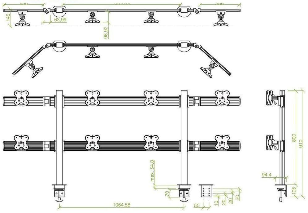 Кронштейн ErgoFount TBSS-800WC для 8 мониторов 24'' (Silver) купить в интернет-магазине icover