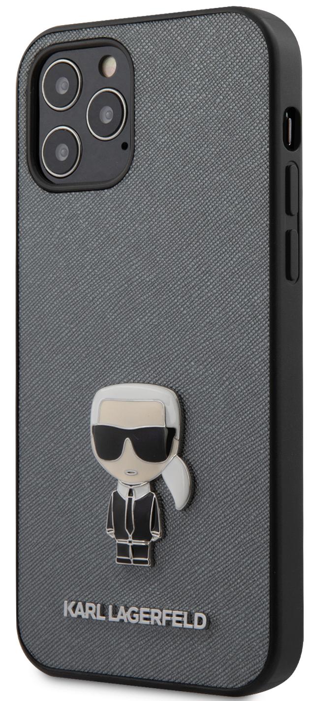 

Чехол Karl Lagerfeld PU Saffiano Ikonik Karl (KLHCP12MIKMSSL) для iPhone 12/12 Pro (Silver)