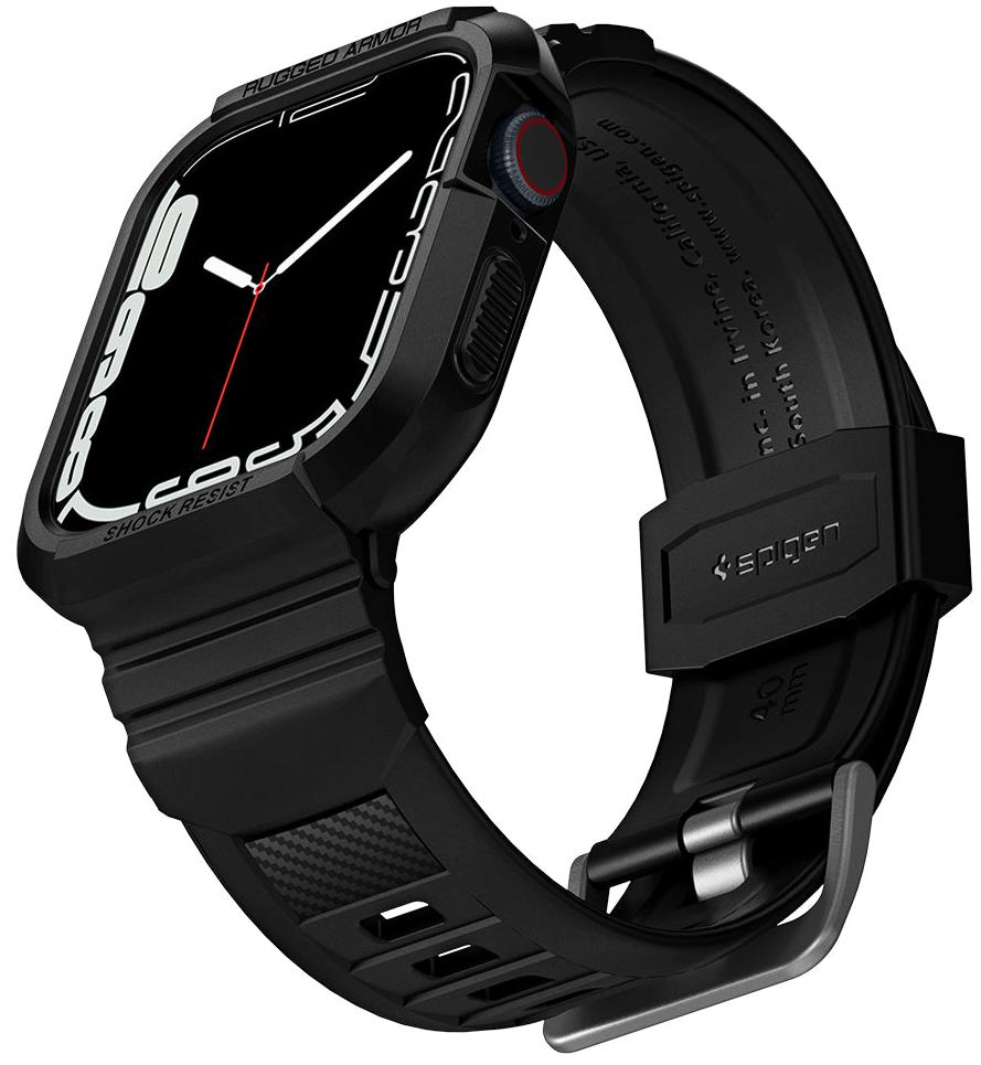 Чехол Spigen Rugged Armor Pro (ACS00546) для Apple Watch series 7/SE/6/5/4 41mm/40mm (Black) купить в интернет-магазине icover