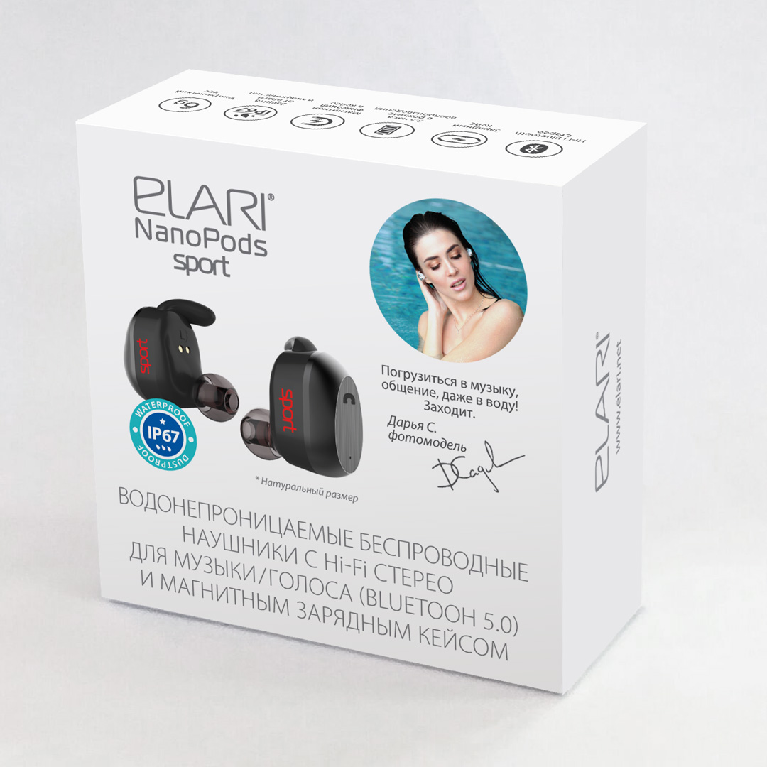 Беспроводные наушники Elari NanoPods Sport (Black) купить в интернет-магазине icover
