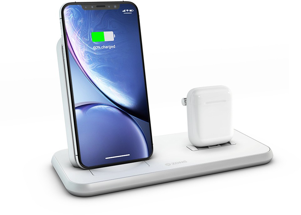 Беспроводное зарядное устройство Zens Dual Aluminium Wireless Charger ZEDC06 (White) купить в интернет-магазине icover