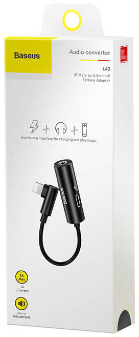 Переходник Baseus L42 Lightning (M) to Lightning (F)/3.5 mm (Black) купить в интернет-магазине icover