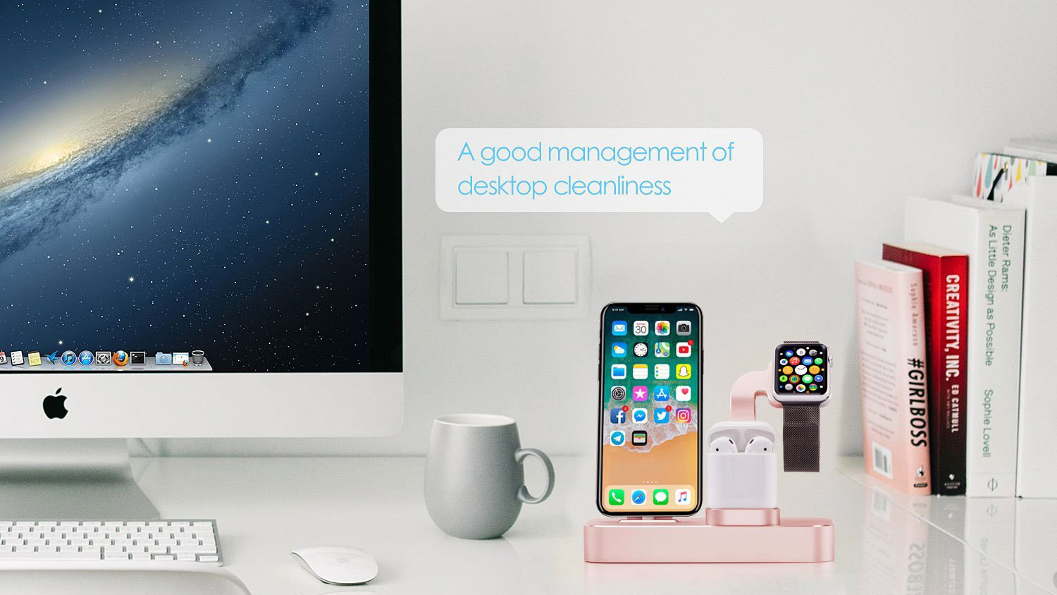 Док-станция COTEetCI Base19 (CS7201-MRG) для Apple Watch/iPhone/AirPods (Rose Gold) купить в интернет-магазине icover