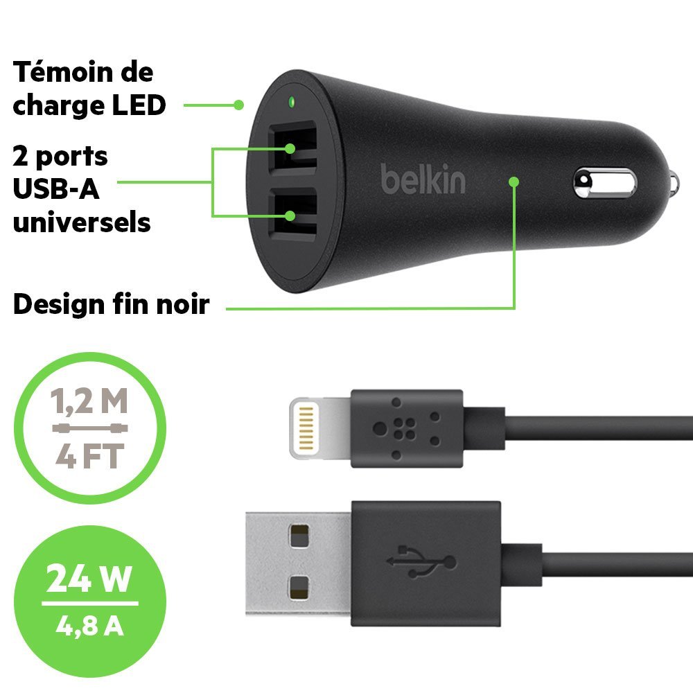 Автомобильное зарядное устройство Belkin BoostUp 2-Port Car Charger F8J221bt04-BLK (Black) купить в интернет-магазине icover