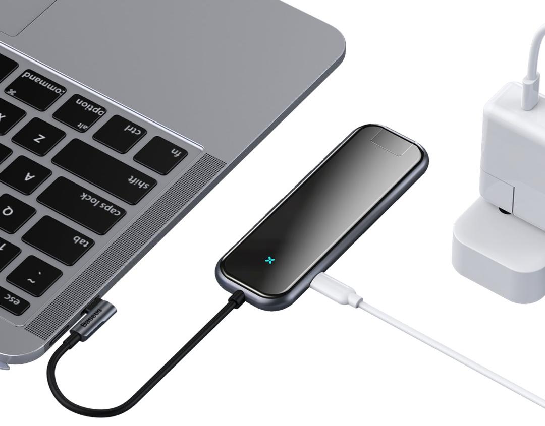 USB-концентратор Baseus Multi-functional Hub (CAHUB-DZ0G) USB-C to HDMI/3xUSB 3.0/RJ45/PD (Deep Grey) купить в интернет-магазине icover