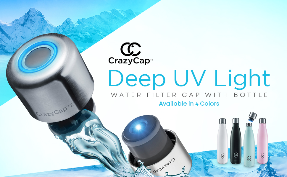 Умная бутылка для воды CrazyCap 2 Gen с УФ-стерилизатором (White) купить в интернет-магазине icover