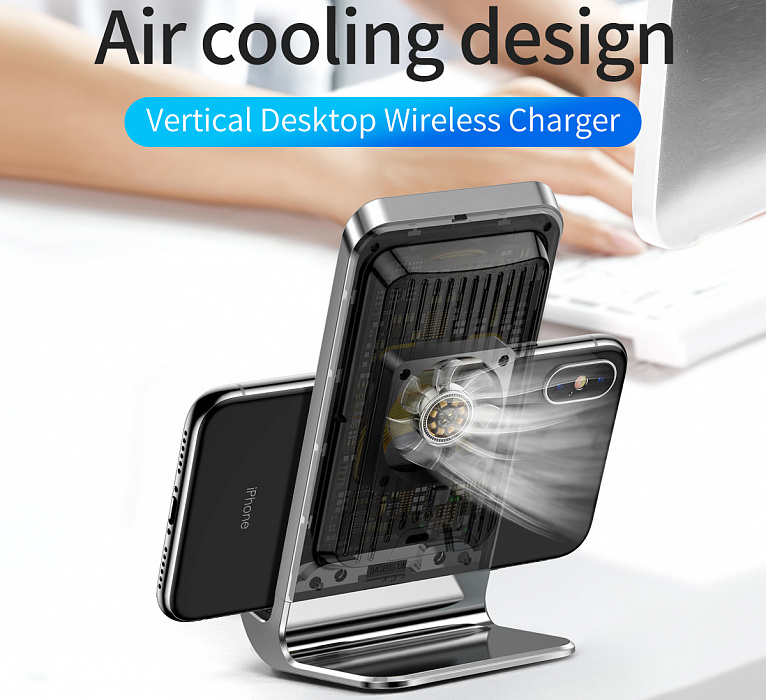 Беспроводное зарядное устройство Baseus Vertical Desktop WXLS-01 (Black) купить в интернет-магазине icover