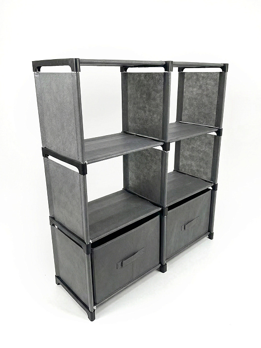 Стеллаж Ridberg 6 ячеек с коробками (Grey) купить в интернет-магазине icover