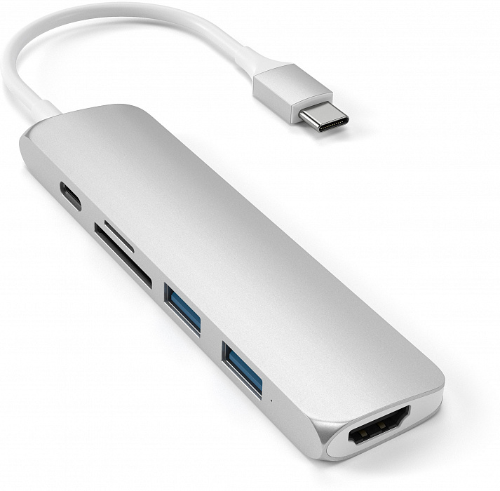 USB-концентратор Satechi Slim Multi-Port V2 (ST-SCMA2S) Type-C 4K (Silver) купить в интернет-магазине icover