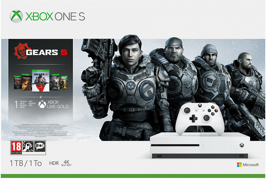 Игровая консоль Xbox One S 1Tb (234-01030) Gears 5/Gears of War Ultimate Edition/Gears of War 2/3/4 (White) купить в интернет-магазине icover