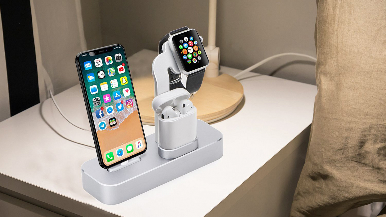Док-станция COTEetCI Base19 (CS7201-TS) для Apple Watch/iPhone/AirPods (Silver) купить в интернет-магазине icover