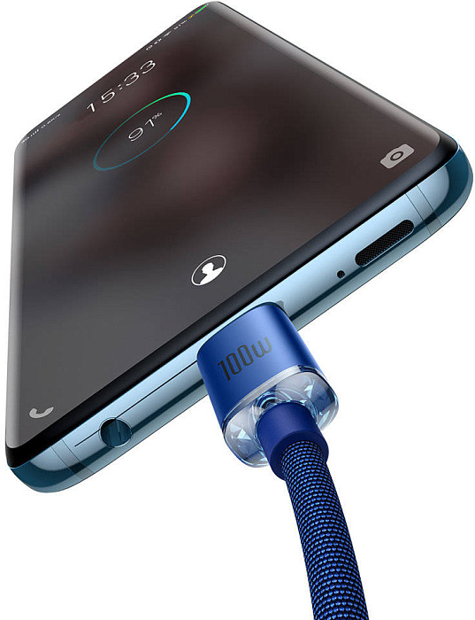 Кабель Baseus Crystal Shine (CAJY000703) USB-C/USB-C 100W 2m (Blue) купить в интернет-магазине icover