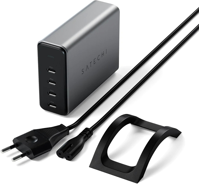Сетевое зарядное устройство Satechi Compact 4-Port GaN Charger (ST-UC165GM-EU) 165W Type-C PD (Space Grey) купить в интернет-магазине icover