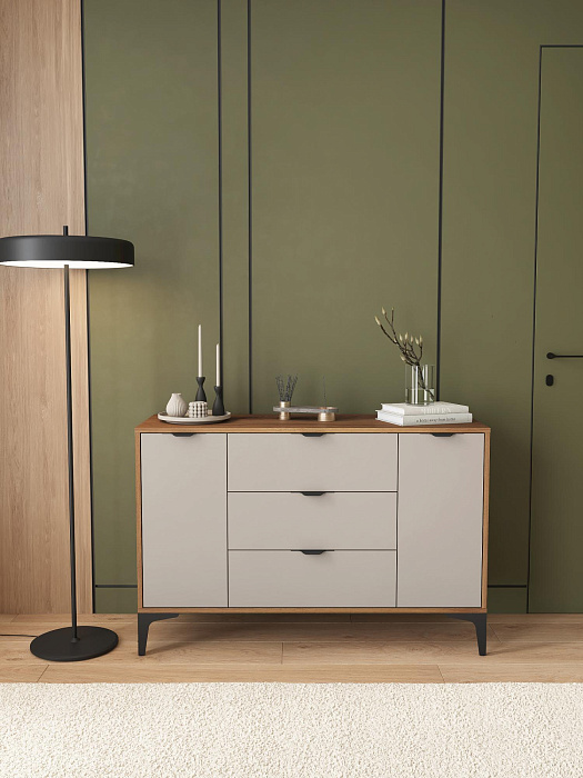 Комод Ridberg OKAYAMA 2Д/3Я (Dark Oak/Cashmire) купить в интернет-магазине icover