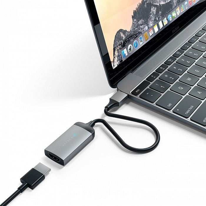 Адаптер Satechi Aluminum Type-C to HDMI ST-TC4KHAM (Space Grey) купить в интернет-магазине icover