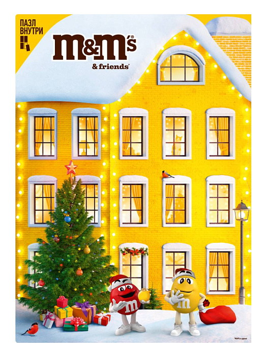 Сладкий подарок M&M's & Friends Адвент-календарь на Новый Год, набор конфет M&M's, Snickers, Twix, Bounty, Milky Way, Mars с пазлом внутри (10 х 233 г.) купить в интернет-магазине icover