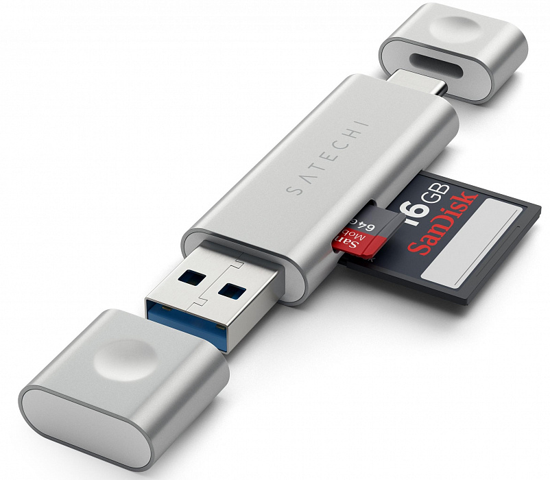 Кардридер Satechi Aluminum Card Reader ST-TCCRAS (Silver) купить в интернет-магазине icover