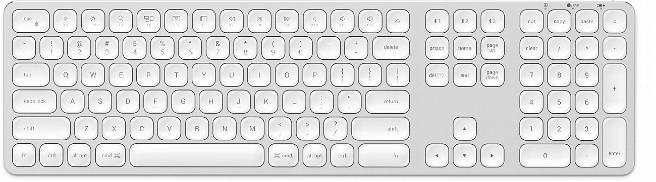 Беспроводная клавиатура Satechi Aluminium Bluetooth (ST-AMBKS-RU) русская раскладка (Silver) купить в интернет-магазине icover