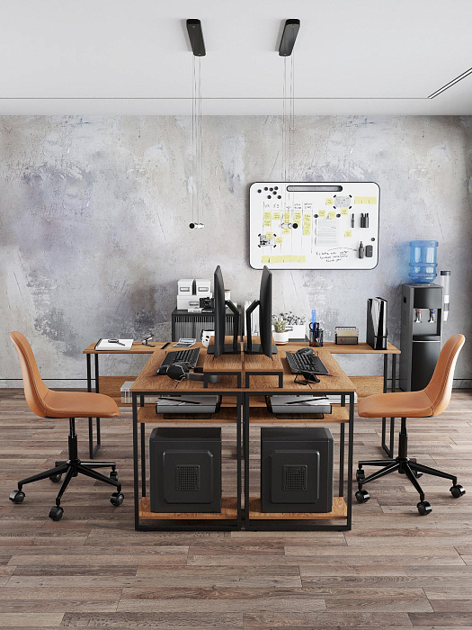 Стол компьютерный угловой лофт Ridberg TEXAS (Dark Oak/Black) купить в интернет-магазине icover