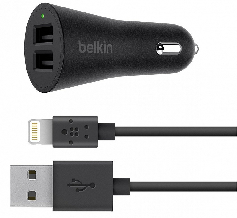 Автомобильное зарядное устройство Belkin BoostUp 2-Port Car Charger F8J221bt04-BLK (Black) купить в интернет-магазине icover