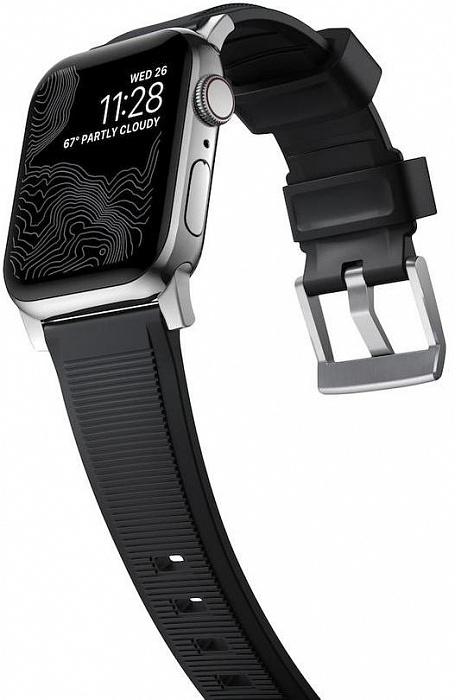 Ремешок Nomad Rugged Strap (NM1A41SN00) для Apple Watch Series SE/6/2/3/4 42/44 mm (Black/Silver) купить в интернет-магазине icover
