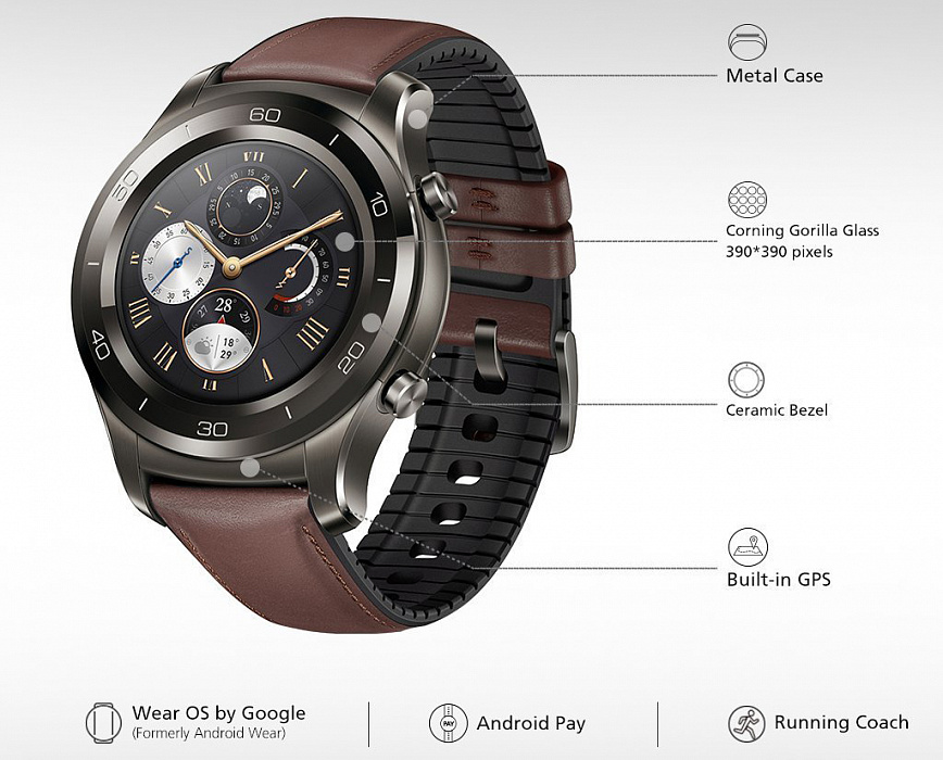 Умные часы Huawei Watch 2 Classic (Brown) купить в интернет-магазине icover