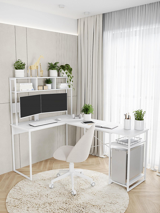 Стол компьютерный угловой лофт Ridberg ALASKA (White) купить в интернет-магазине icover