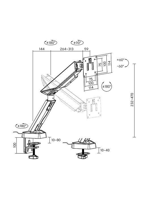 Кронштейн для монитора Ridberg Monitor Arm LDT93-C012L (Grey) купить в интернет-магазине icover