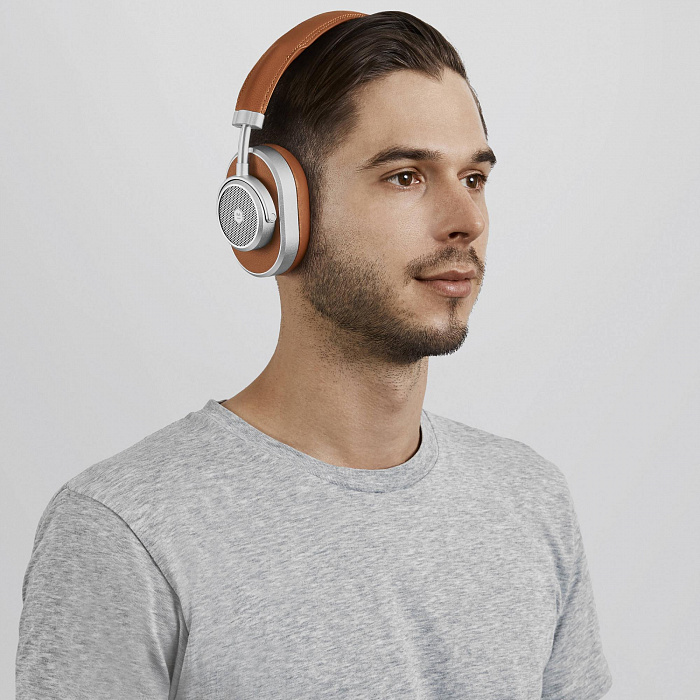 Bluetooth-наушники с микрофоном Master&Dynamic MW65 ANC (Silver Metal/Brown Leather) купить в интернет-магазине icover