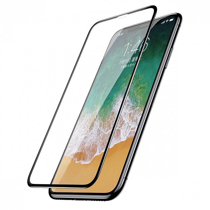 Защитное стекло Baseus 0.23mm Drop-proof Curved Full Screen Tempered Glass Film для iPhone X (Black) купить в интернет-магазине icover