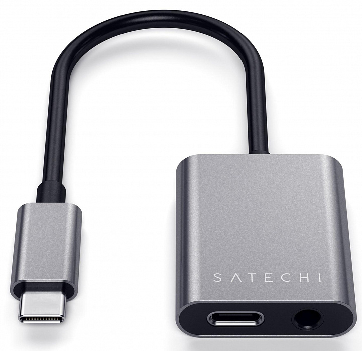 Переходник Satechi (ST-TCACAM) USB-C to USB-C/Mini-Jack (Space Grey) купить в интернет-магазине icover