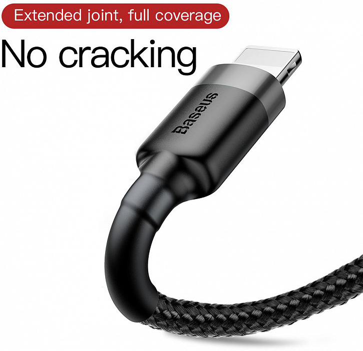Кабель для iPhone, iPad Baseus Cafule (CALKLF-BV1) USB to Lightning 1m (Gold/Black) купить в интернет-магазине icover