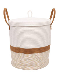 Тканевая корзина Ridberg M с крышкой (White/Beige) купить в интернет-магазине icover
