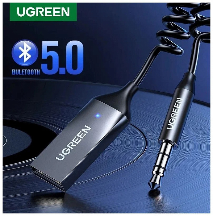 Адаптер автомобильный Ugreen CM309 (70601) Bluetooth 5.0 Car Receiver Aux (Grey) купить в интернет-магазине icover