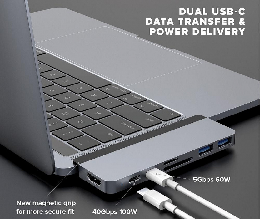 Хаб HyperDrive DUO 7-in-2 (Space Grey) купить в интернет-магазине icover