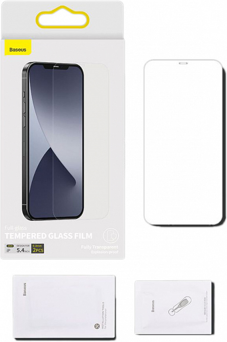 Защитное стекло Baseus Full-glass Tempered 0.3mm (SGAPIPH54N-LS02) для iPhone 12 mini (Transparent) купить в интернет-магазине icover