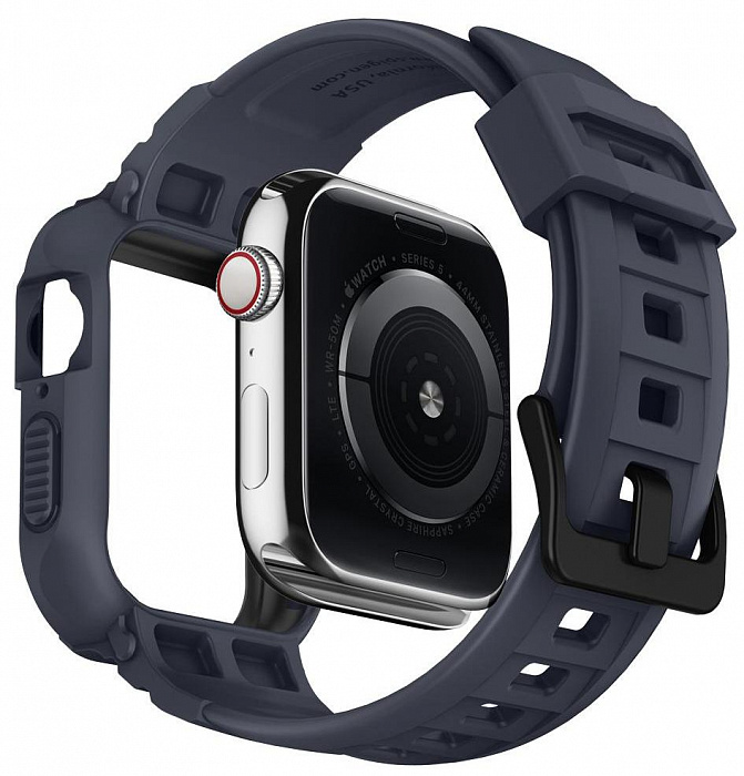 Чехол с ремешком Spigen Rugged Armor Pro для Apple Watch series 7/SE/6/5/4 45mm/44mm (Charcoal Grey) купить в интернет-магазине icover