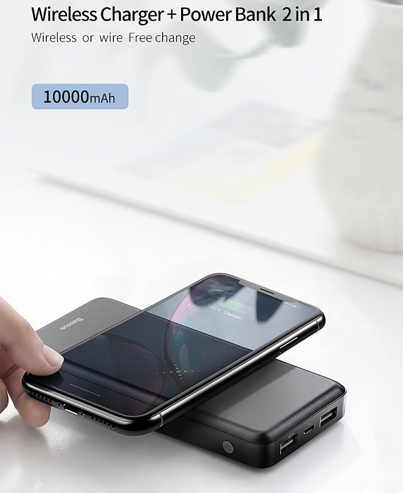 Внешний аккумулятор Baseus M36 Wireless Charger (PPALL-M3601) 10000 mAh (Black) купить в интернет-магазине icover