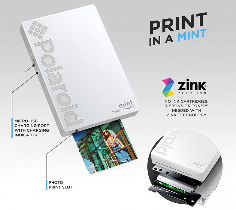 Портативный принтер Polaroid Mint (White) купить в интернет-магазине icover