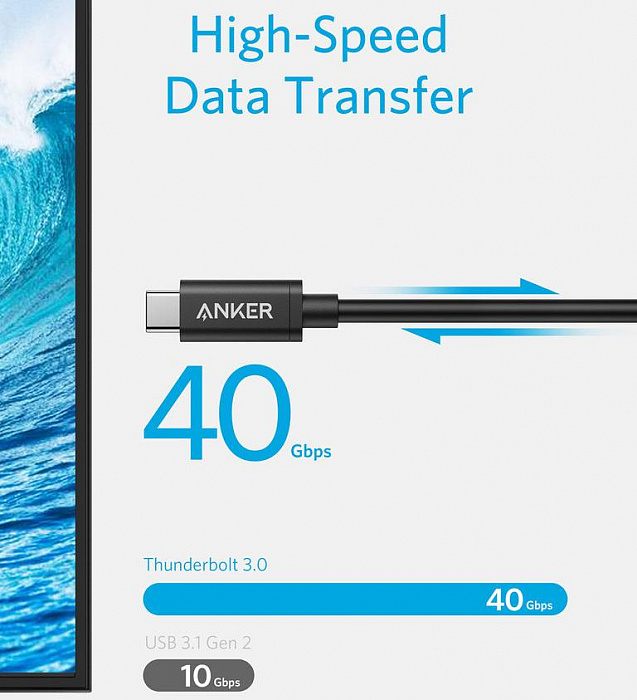 Кабель Anker A8486011 USB-C/USB-C Thunderbolt 3 (Black) купить в интернет-магазине icover