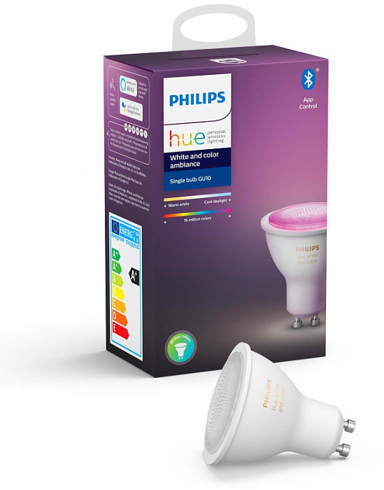 Умная светодиодная лампа Philips Hue White and Color Ambiance Bluetooth GU10 (8718699628659) купить в интернет-магазине icover