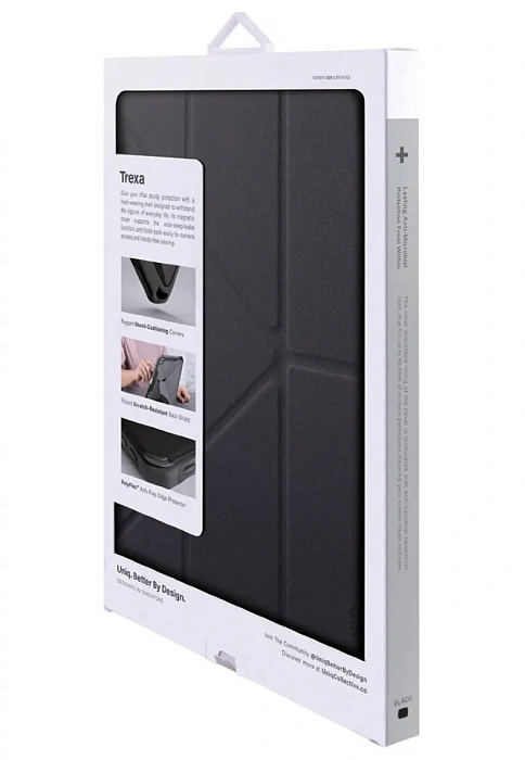 Чехол-книжка Uniq Trexa Anti-microbial для iPad 10.2" 2019/2020 (Black) купить в интернет-магазине icover