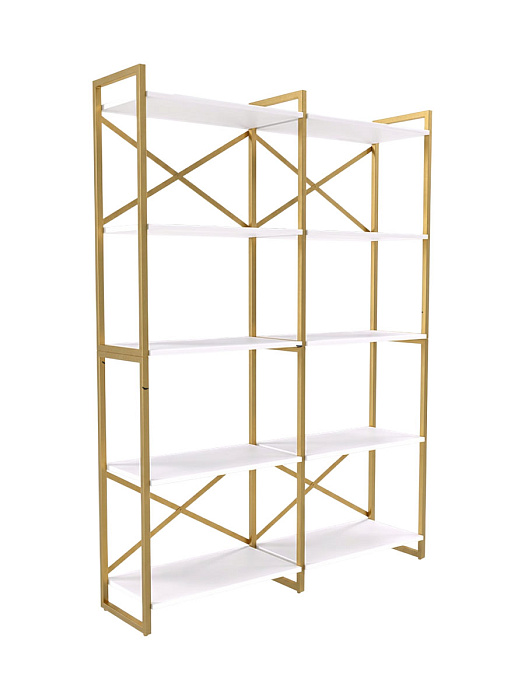 Стеллаж двойной лофт RIDBERG CHICAGO 5 полок (White/Gold) купить в интернет-магазине icover