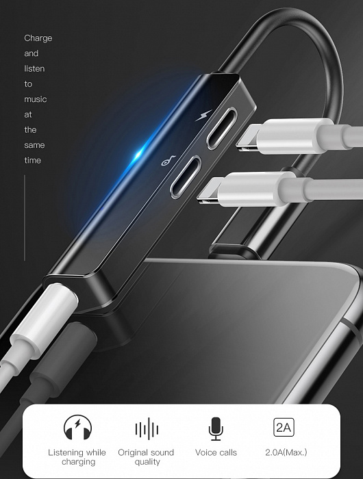 Переходник для iPod, iPhone, iPad Baseus 3-in-1 L52 Lightning-3.5mm/2xLightning CALL52-S1 (Silver) купить в интернет-магазине icover